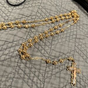 Elegant Gold Rosary Necklace
